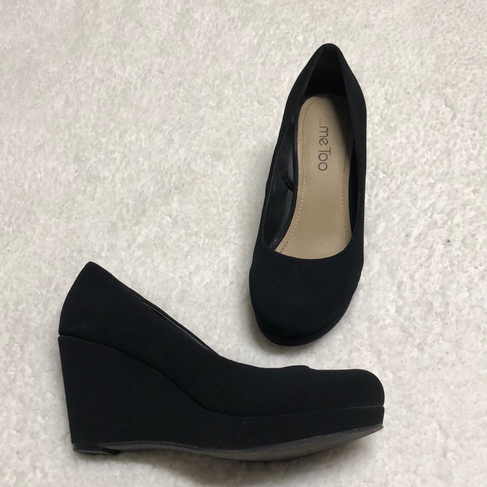 Black closed toe wedges